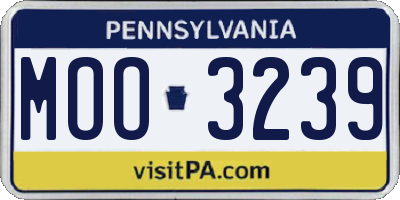 PA license plate MOO3239