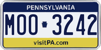 PA license plate MOO3242