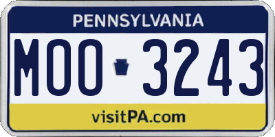 PA license plate MOO3243