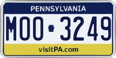 PA license plate MOO3249