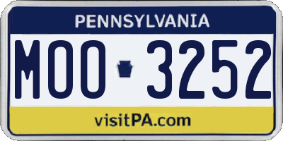 PA license plate MOO3252