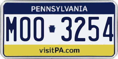 PA license plate MOO3254