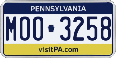 PA license plate MOO3258