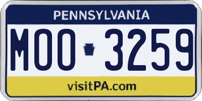 PA license plate MOO3259