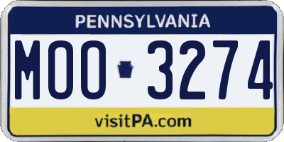 PA license plate MOO3274