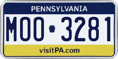 PA license plate MOO3281
