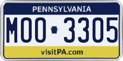 PA license plate MOO3305