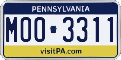 PA license plate MOO3311