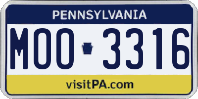 PA license plate MOO3316