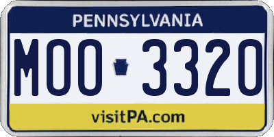 PA license plate MOO3320