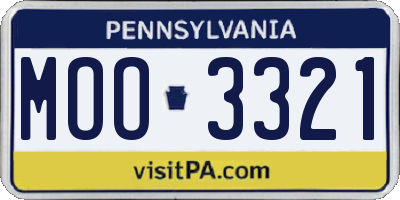 PA license plate MOO3321
