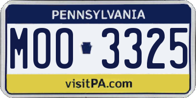 PA license plate MOO3325