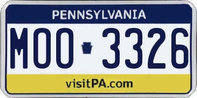 PA license plate MOO3326