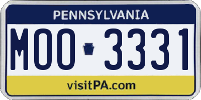 PA license plate MOO3331