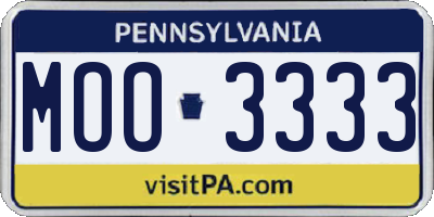 PA license plate MOO3333