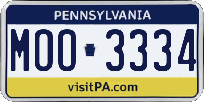 PA license plate MOO3334