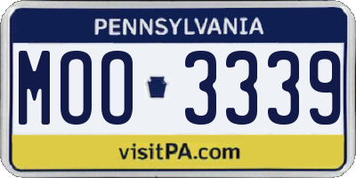 PA license plate MOO3339