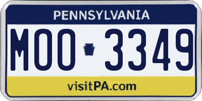 PA license plate MOO3349
