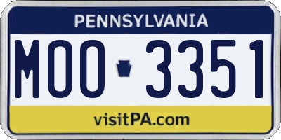 PA license plate MOO3351