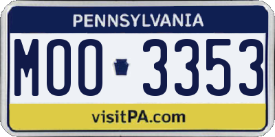 PA license plate MOO3353