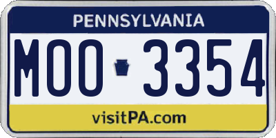 PA license plate MOO3354