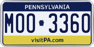 PA license plate MOO3360