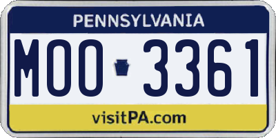 PA license plate MOO3361