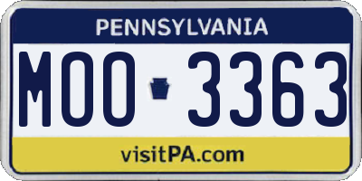 PA license plate MOO3363