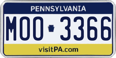 PA license plate MOO3366