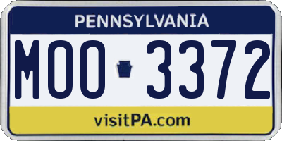 PA license plate MOO3372