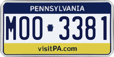 PA license plate MOO3381