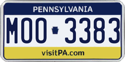 PA license plate MOO3383