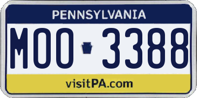 PA license plate MOO3388