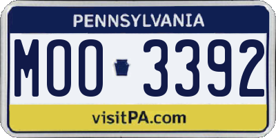 PA license plate MOO3392