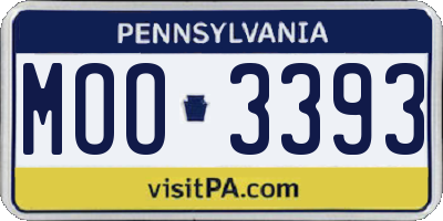 PA license plate MOO3393