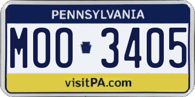 PA license plate MOO3405