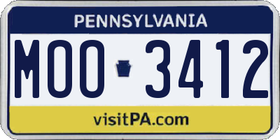 PA license plate MOO3412