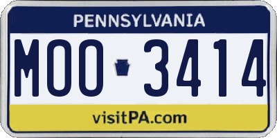 PA license plate MOO3414