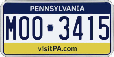 PA license plate MOO3415