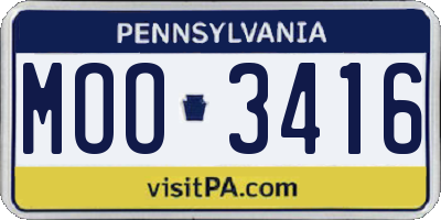 PA license plate MOO3416