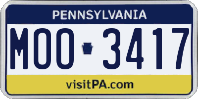 PA license plate MOO3417