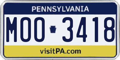 PA license plate MOO3418