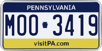 PA license plate MOO3419