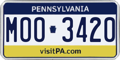 PA license plate MOO3420