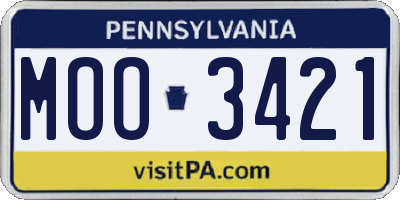 PA license plate MOO3421