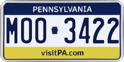 PA license plate MOO3422