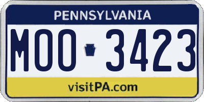 PA license plate MOO3423