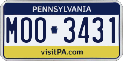 PA license plate MOO3431