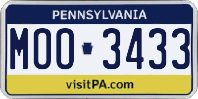 PA license plate MOO3433