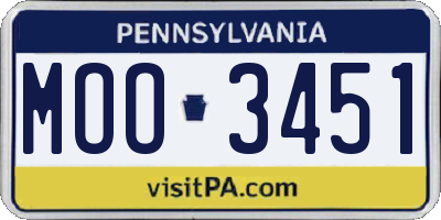 PA license plate MOO3451